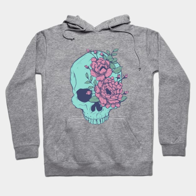 Blue Floral Skull Hoodie by Jess Adams